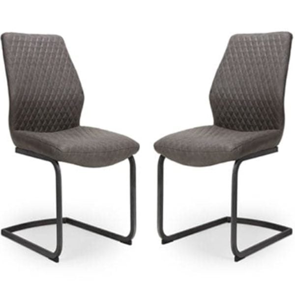 Caribou Grey Fabric Dining Chairs In Pair | Bed Sava