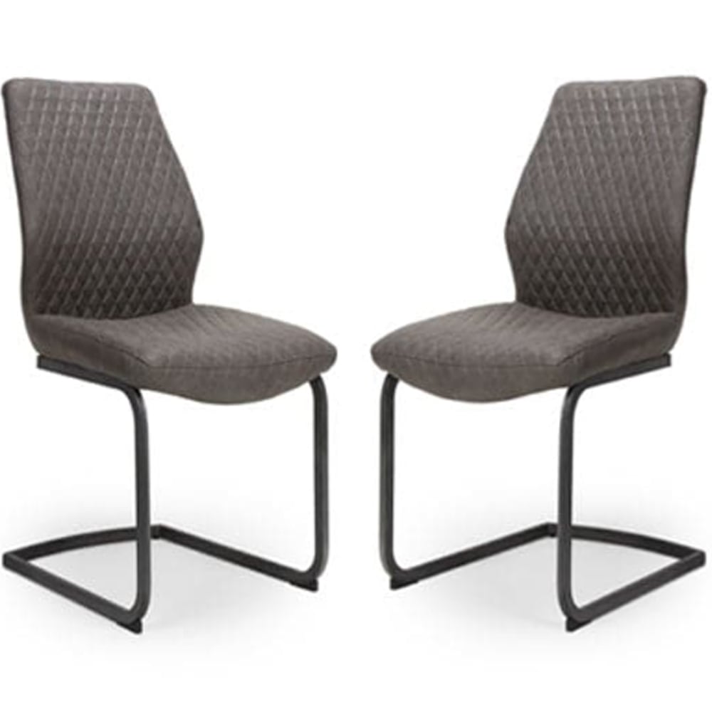 Caribou Grey Fabric Dining Chairs In Pair