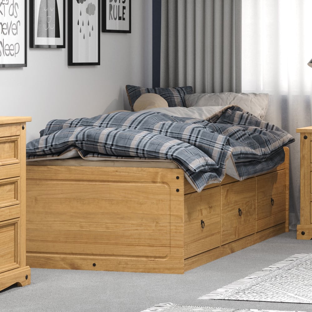 Caribou Wooden Cabin Bed With 3 Drawers In Oak | Bed Sava