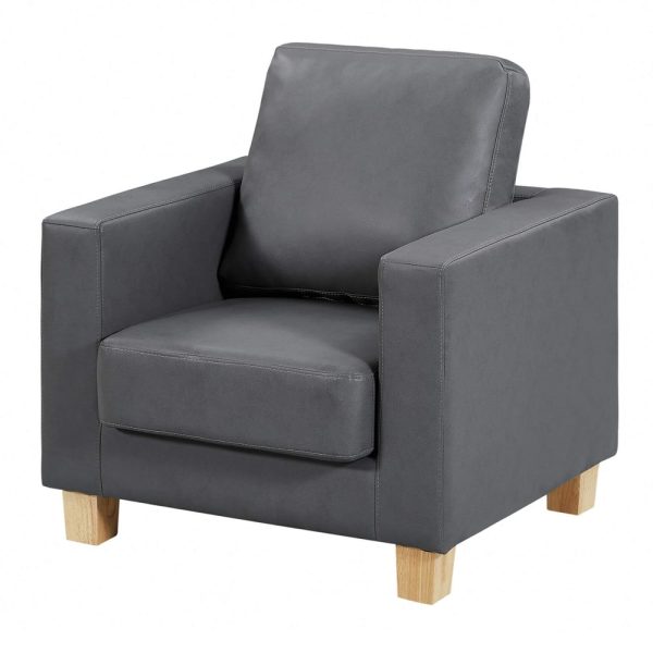 Caridad PU Leather 1 Seater Sofa In Grey | Bed Sava