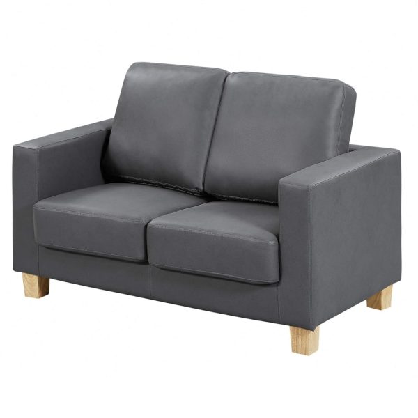 Caridad PU Leather 2 Seater Sofa In Grey | Bed Sava