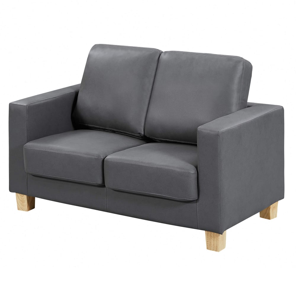 Caridad PU Leather 2 Seater Sofa In Grey | Bed Sava