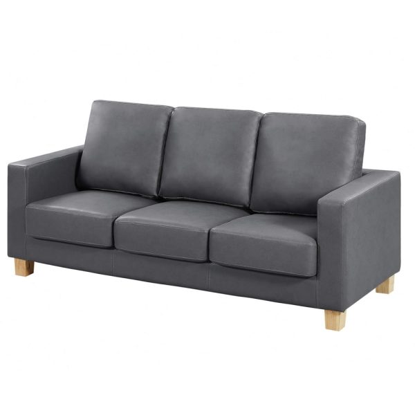 Caridad PU Leather 3 Seater Sofa In Grey | Bed Sava