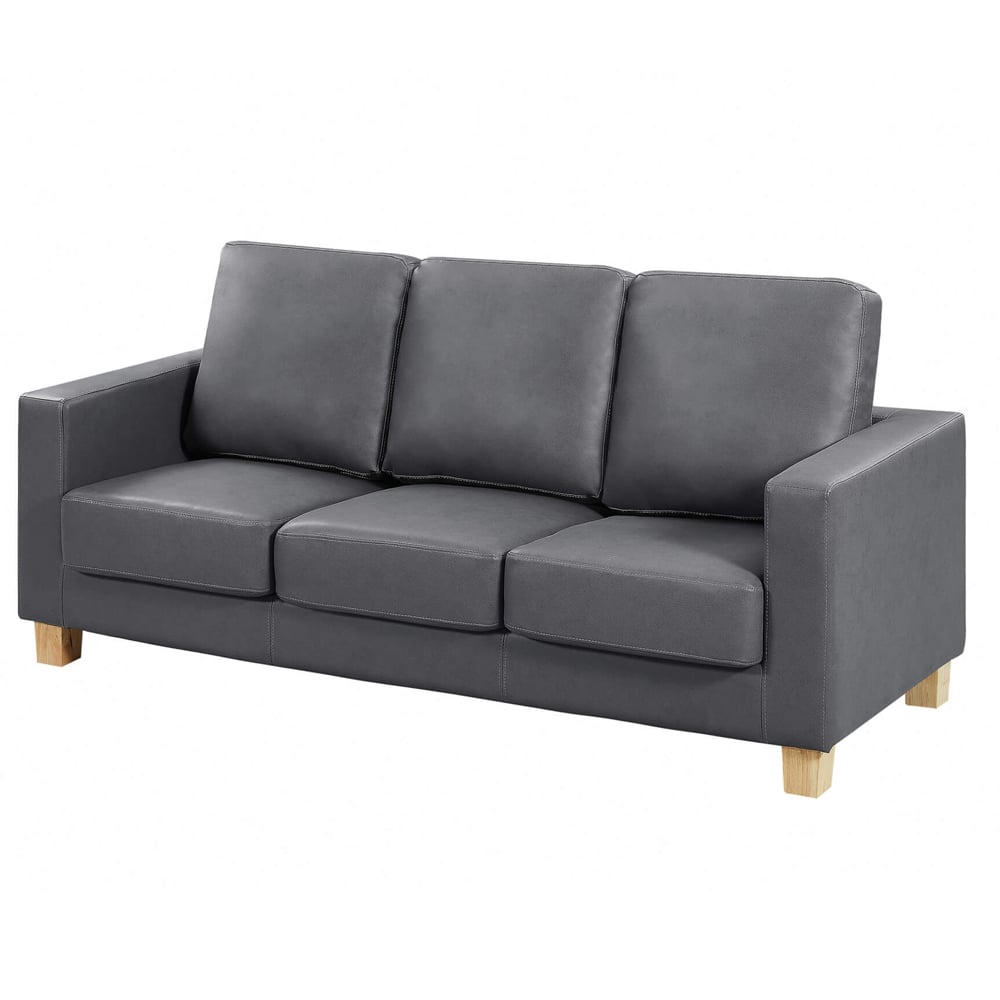 Caridad PU Leather 3 Seater Sofa In Grey | Bed Sava