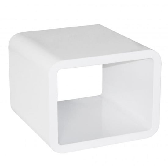 Cariel High Gloss Lamp Table Square In White | Bed Sava