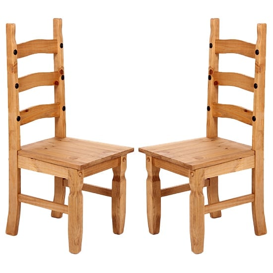 Carlen Light Pine Wooden Dining Chairs In Pair