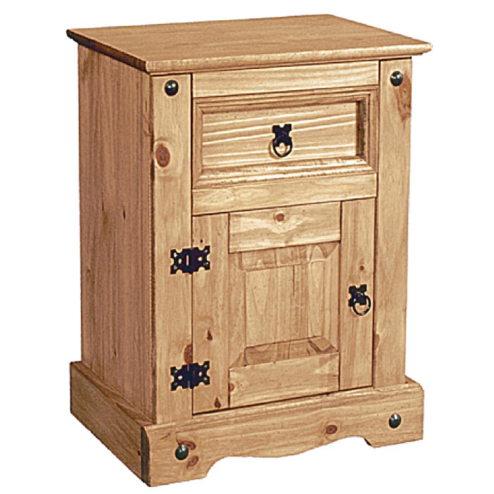 Carlen Wooden Bedside Cabinet With 1 Door In Distressed Oak | Bed Sava