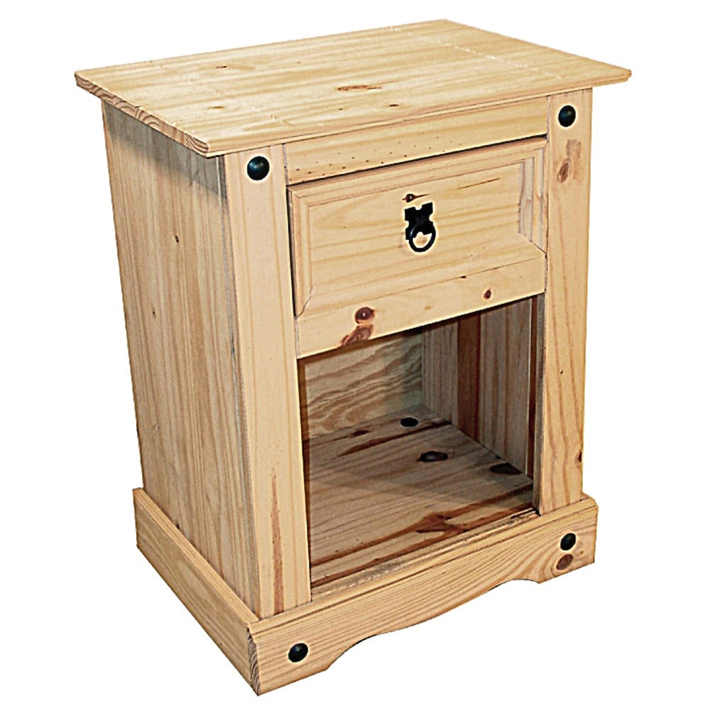 Carlen Wooden Bedside Cabinet With 1 Drawer In Distressed Oak | Bed Sava