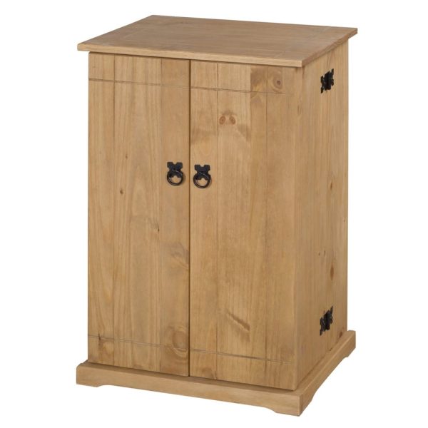 Carlen Wooden CD DVD Rack With 2 Doors In Distressed Oak | Bed Sava