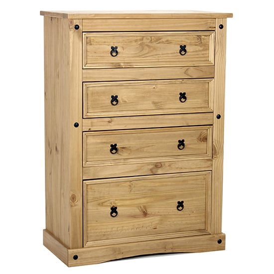 Carlen Wooden Chest Of 4 Drawers Tall In Light Pine | Bed Sava