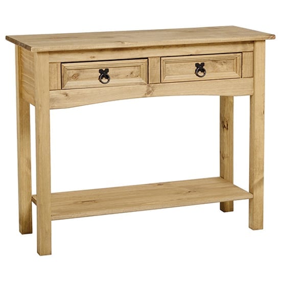 Carlen Wooden Console Table With 2 Drawers In Light Pine | Bed Sava