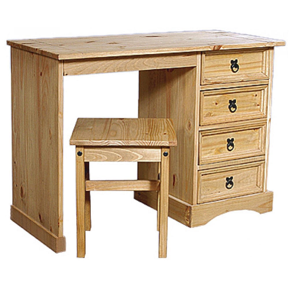 Carlen Wooden Dressing Table With Stool In Distressed Oak | Bed Sava