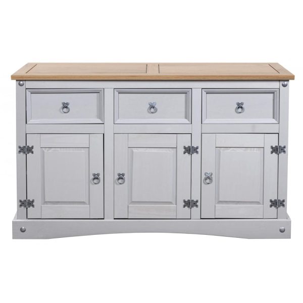 Carlen Wooden Sideboard With 3 Doors 3 Drawers In Grey Oak | Bed Sava