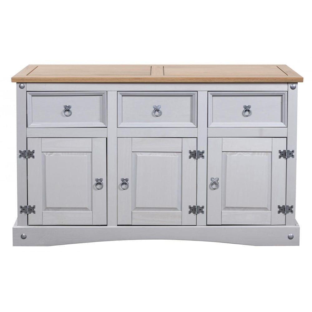 Carlen Wooden Sideboard With 3 Doors 3 Drawers In Grey Oak | Bed Sava