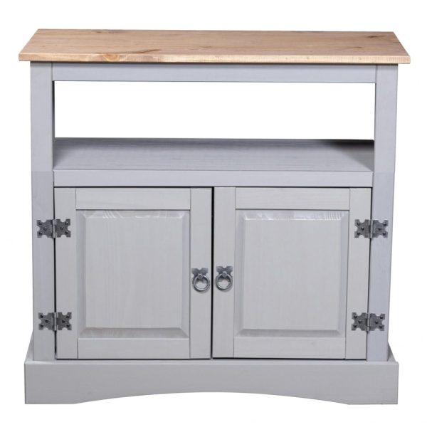 Carlen Wooden TV Stand With 2 Doors In Grey Oak | Bed Sava