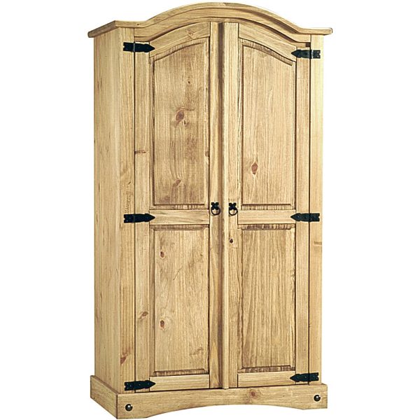 Carlen Wooden Wardrobe With 2 Doors In Distressed Oak | Bed Sava