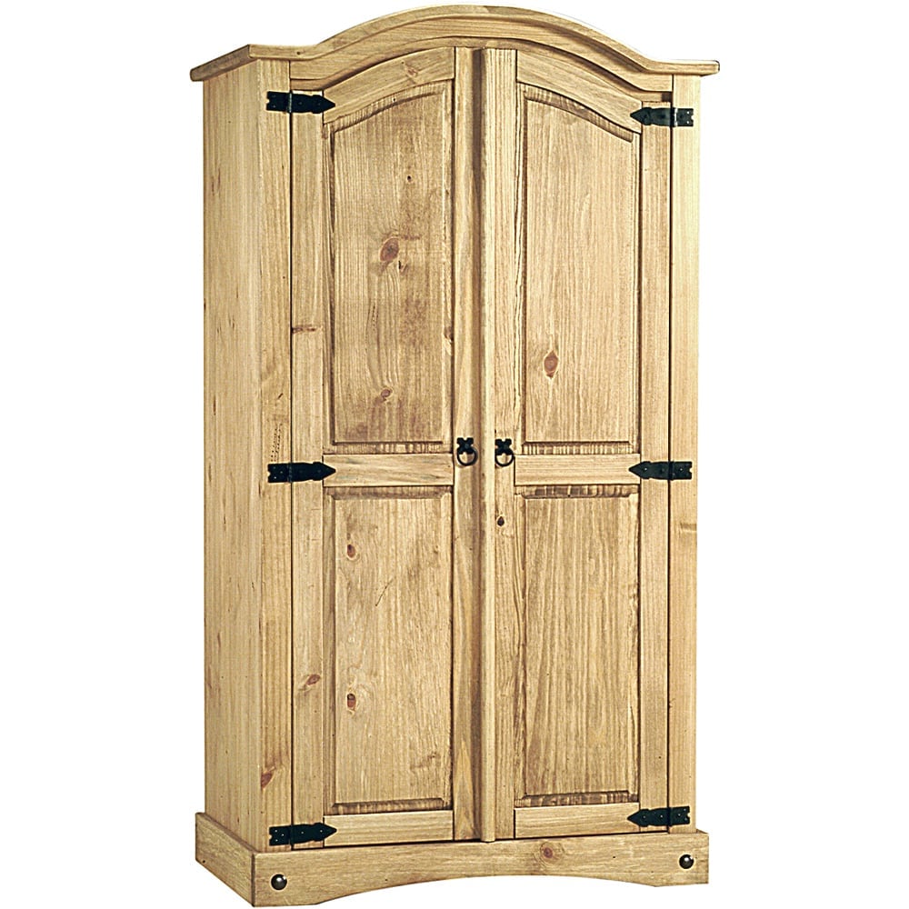 Carlen Wooden Wardrobe With 2 Doors In Distressed Oak | Bed Sava