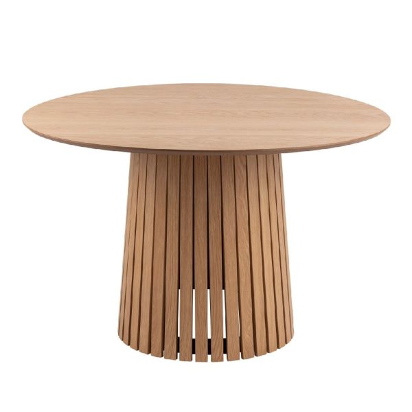 Carlisle Wooden Round Dining Table in Oak | Bed Sava