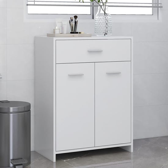 Carlton Wooden Bathroom Cabinet With 2 Doors 1 Drawer In White | Bed Sava