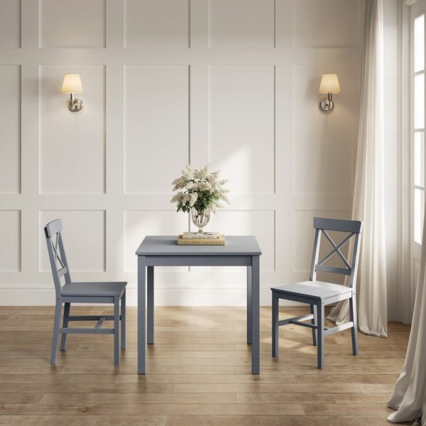 Carlton Wooden Dining Table With 2 Chairs In Anthracite | Bed Sava