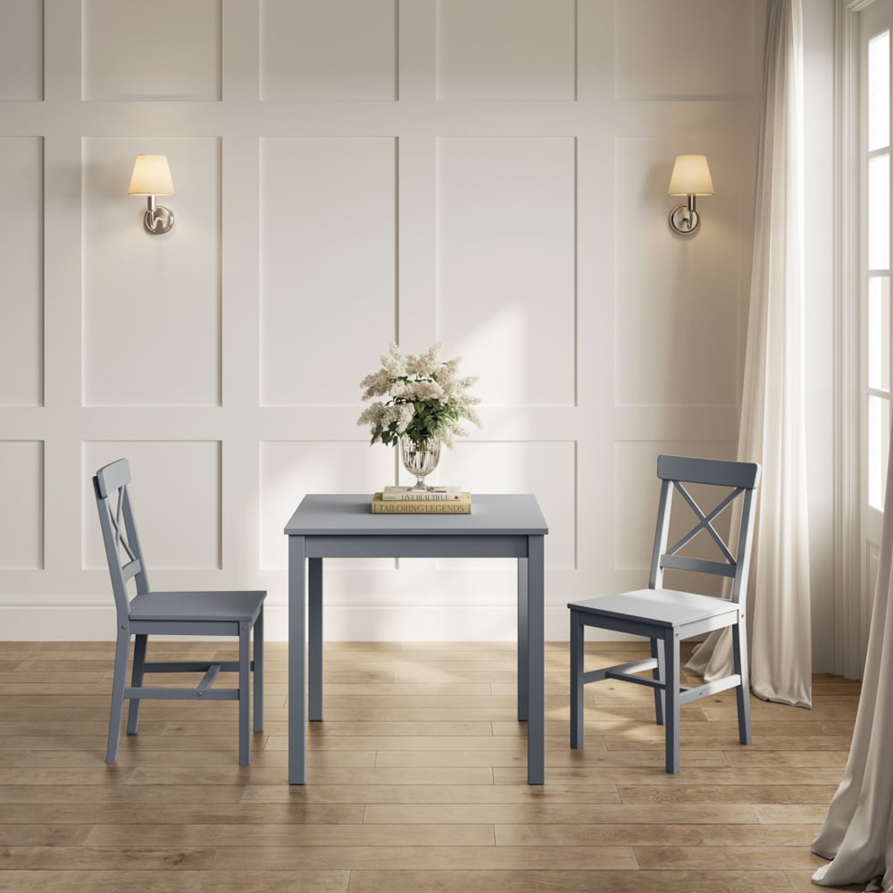 Carlton Wooden Dining Table With 2 Chairs In Anthracite