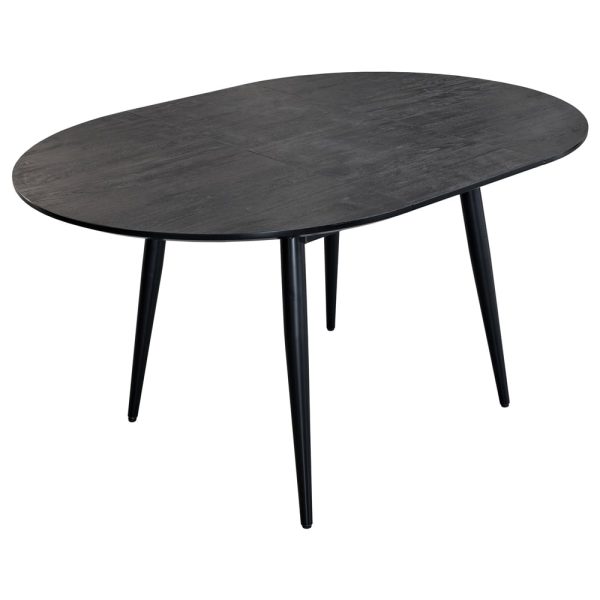 Carlton Wooden Oval Extending Dining Table In Black Ash | Bed Sava