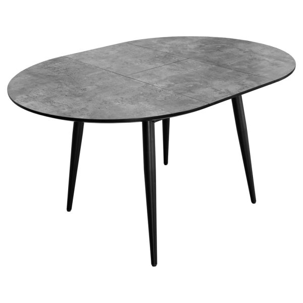 Carlton Wooden Oval Extending Dining Table In Concrete Grey | Bed Sava