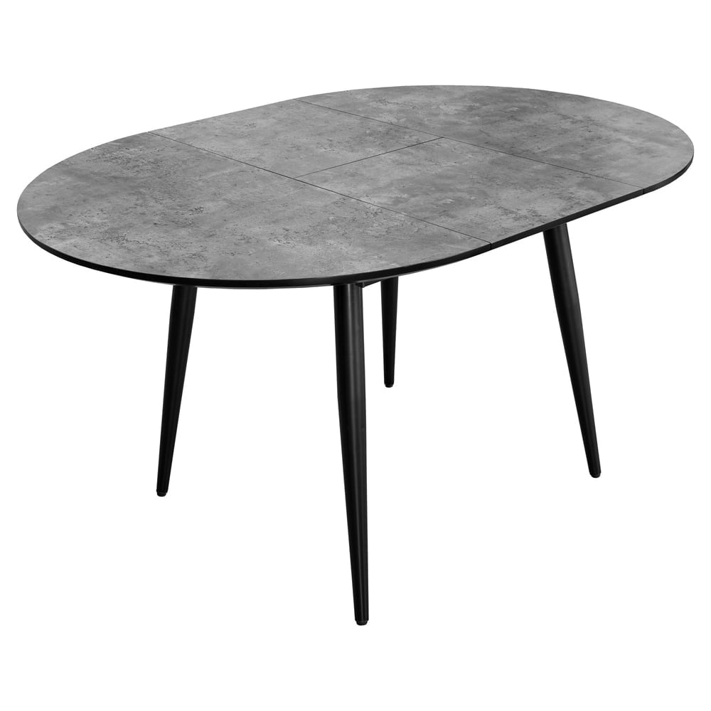 Carlton Wooden Oval Extending Dining Table In Concrete Grey | Bed Sava