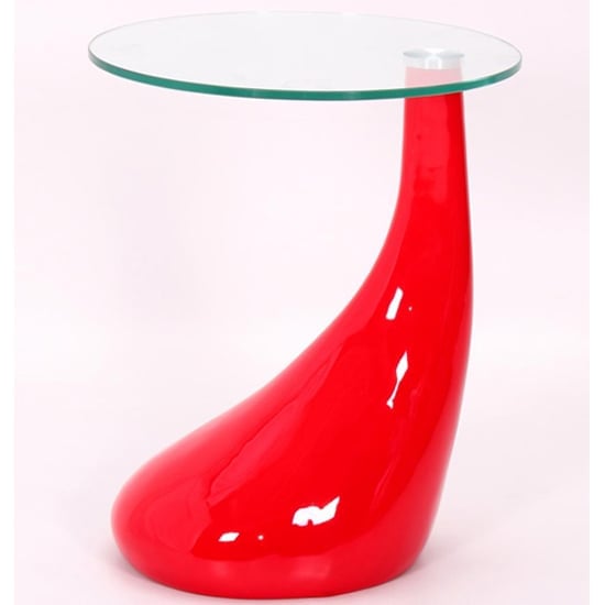 Carman Clear Glass Lamp Table With Red High Gloss Base | Bed Sava