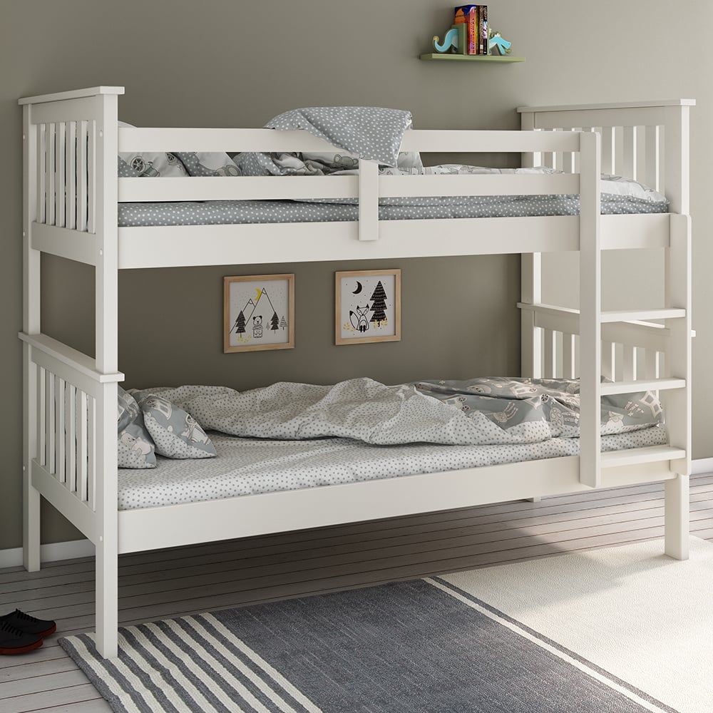 Carolina Wooden Bunk Bed With Ladder In White