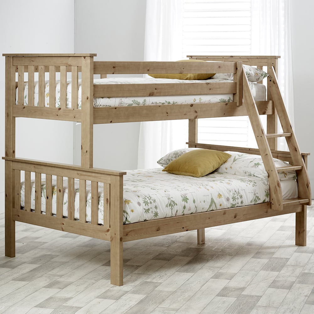 Carolina Wooden Triple Sleeper Bunk Bed With Ladder In Pine