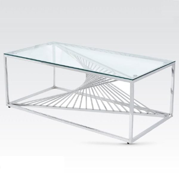 Carpi Clear Glass Coffee Table With Chrome Frame | Bed Sava
