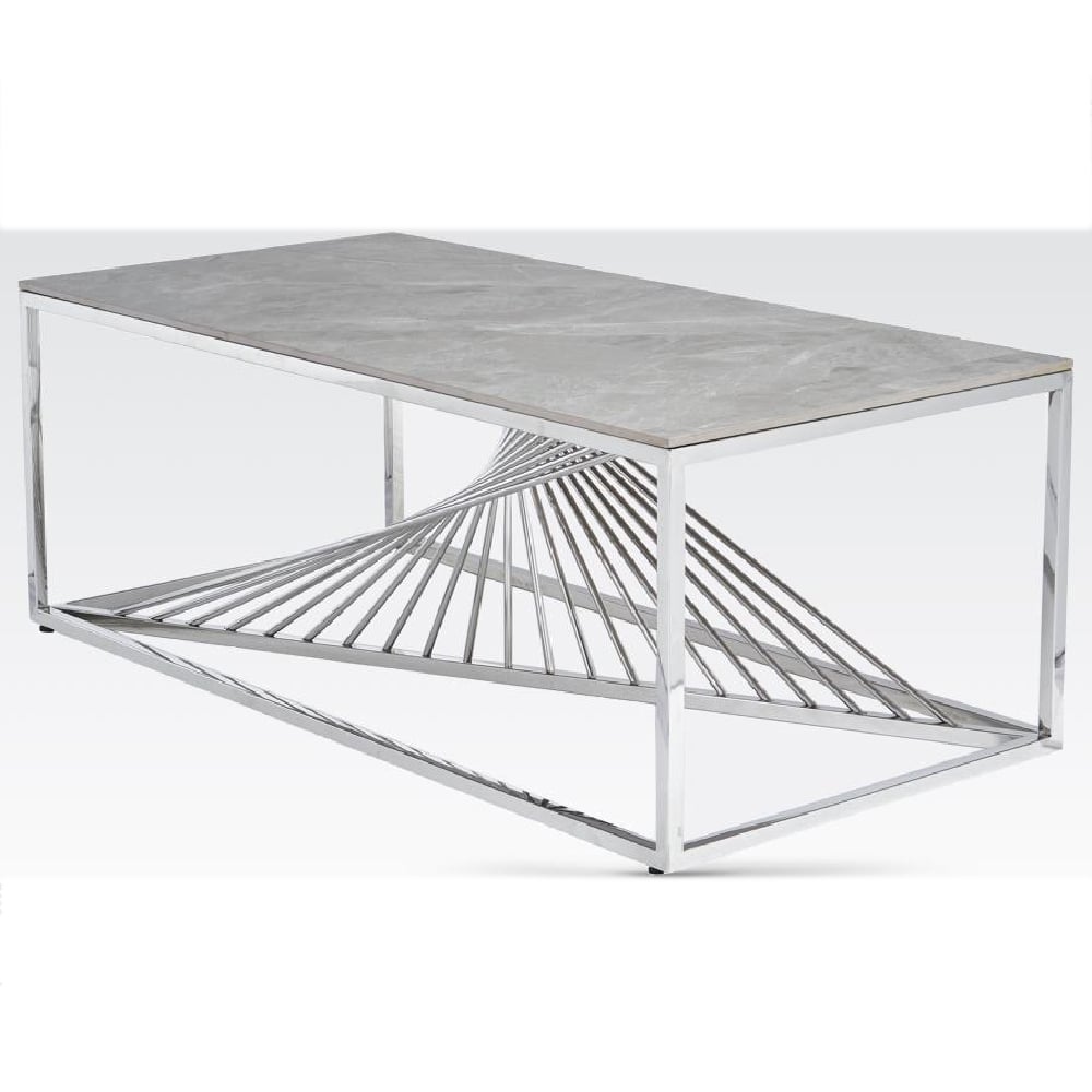 Carpi Sintered Stone Coffee Table With Chrome Frame In Grey