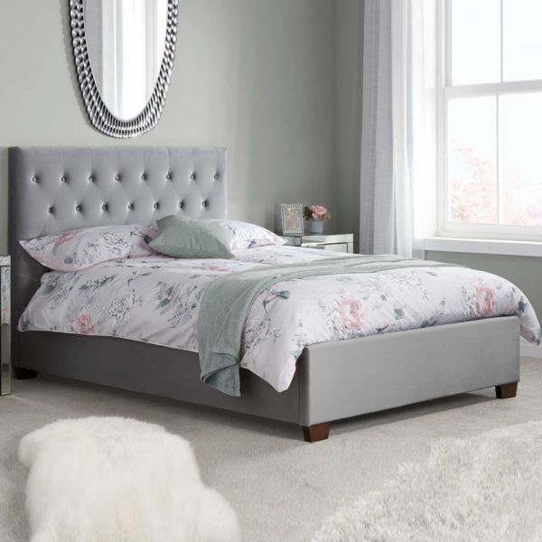 Carrboro Fabric Double Bed In Grey | Bed Sava