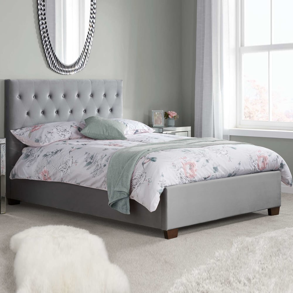 Carrboro Fabric Double Bed In Grey | Bed Sava