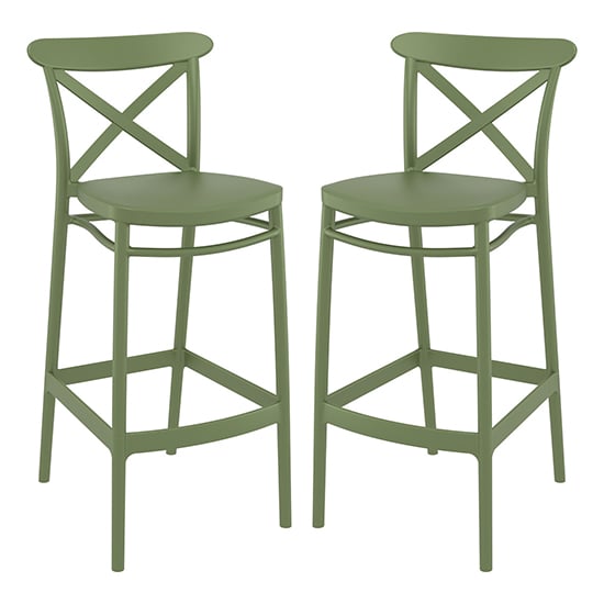 Carson Green Polypropylene And Glass Fiber Bar Chairs In Pair | Bed Sava