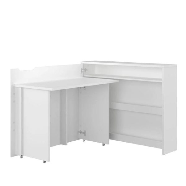 Carson Left Convertible High Gloss Laptop Desk In White | Bed Sava