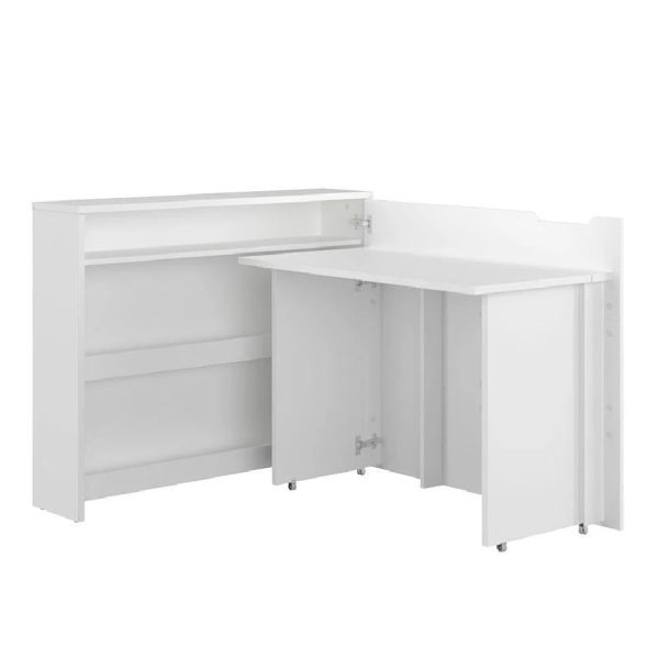 Carson Right Convertible High Gloss Laptop Desk In White | Bed Sava