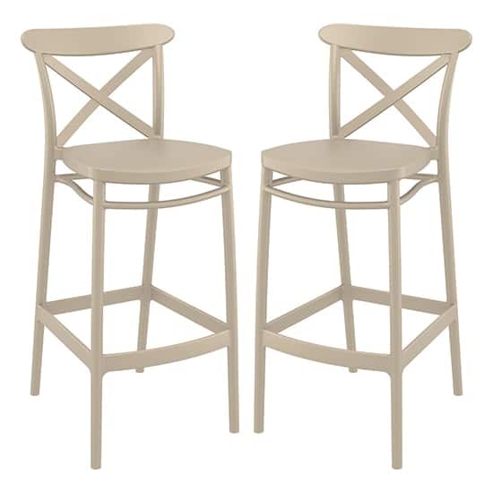 Carson Taupe Polypropylene And Glass Fiber Bar Chairs In Pair | Bed Sava