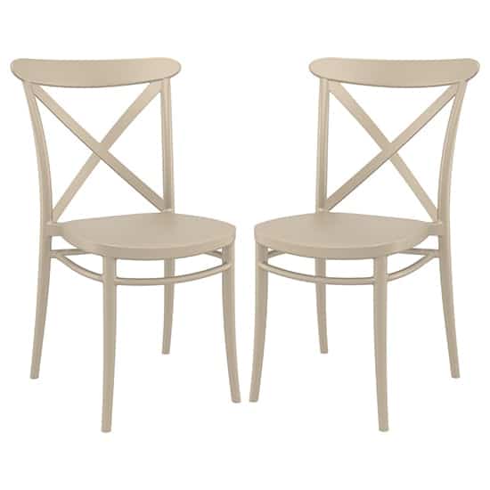 Carson Taupe Polypropylene And Glass Fiber Dining Chairs In Pair