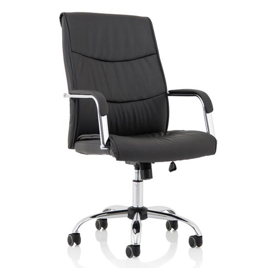 Carter Leather Luxury Office Chair In Black With Arms | Bed Sava