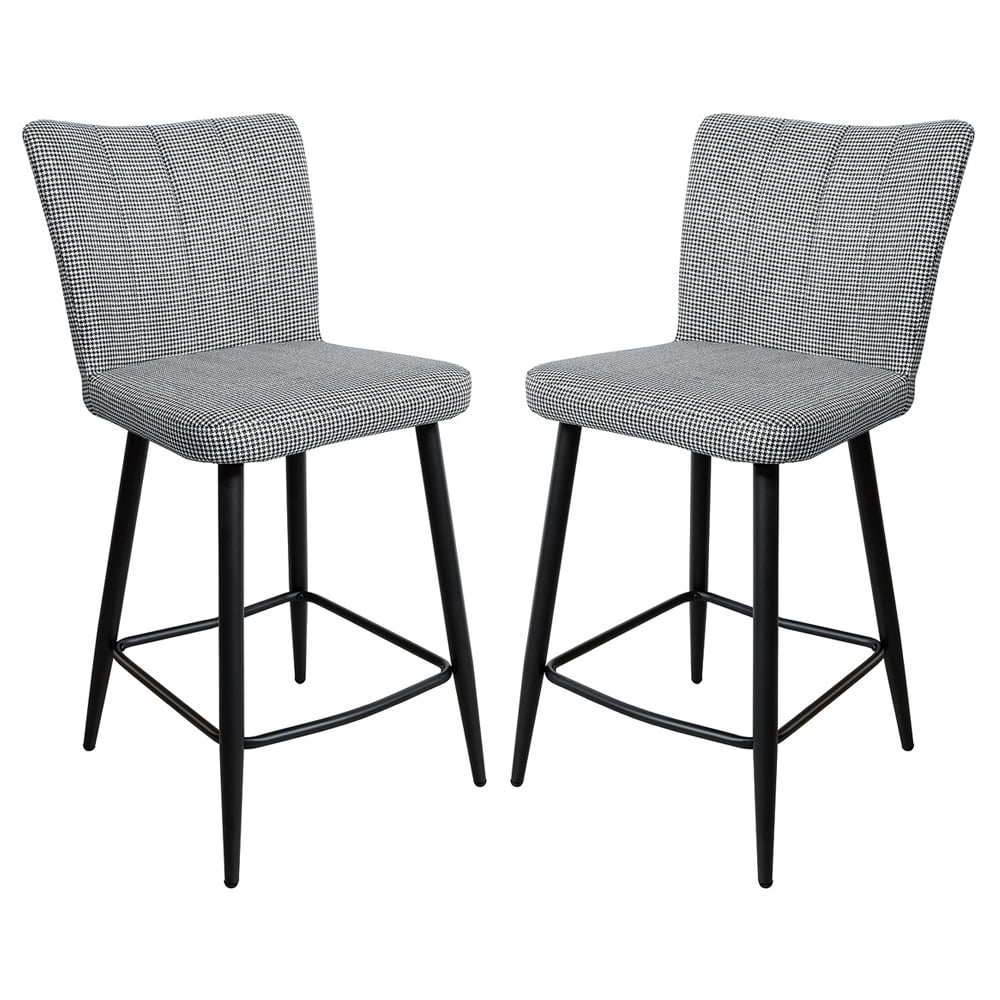 Carteret Hounds Tooth Fabric Counter Bar Stools In Pair | Bed Sava
