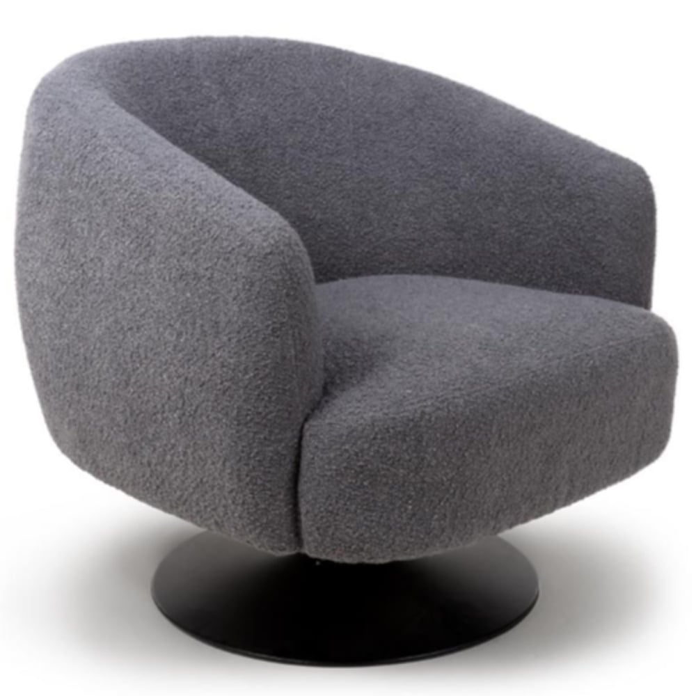 Cary Fabric Lounge Chair With Black Metal Base In Grey
