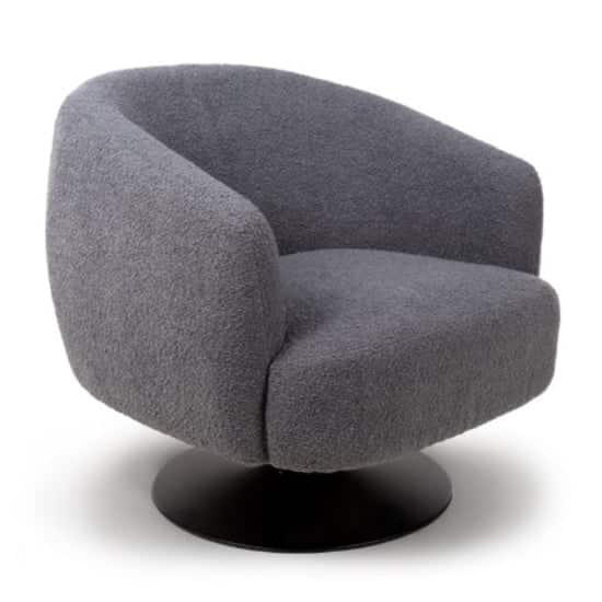 Cary Fabric Lounge Chair In Grey With Black Trumpet Base | Bed Sava