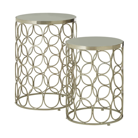 Casa Marble Set Of 2 Side Tables With Silver Metal Frame | Bed Sava