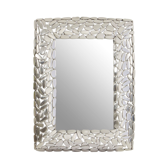 Casa Pebble Design Wall Mirror In Nickel Metal Frame | Bed Sava