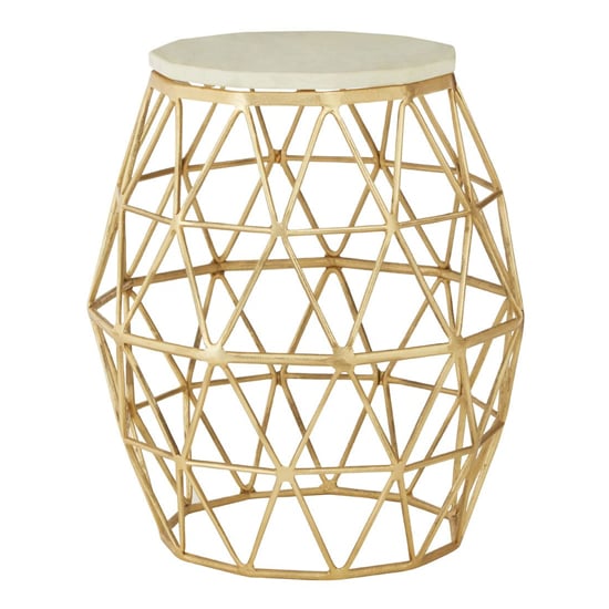 Casa Polygonal Marble Side Table With Gold Aluminium Frame | Bed Sava