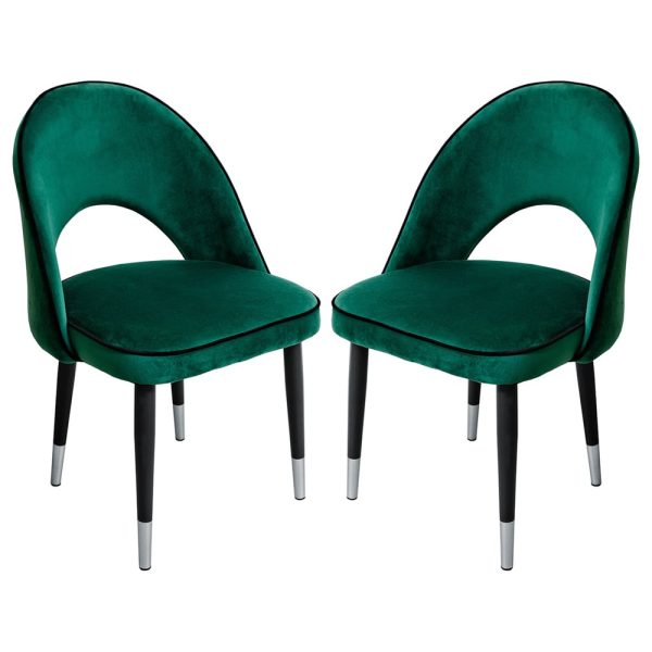 Casey Green Velvet Dining Chairs In Pair | Bed Sava