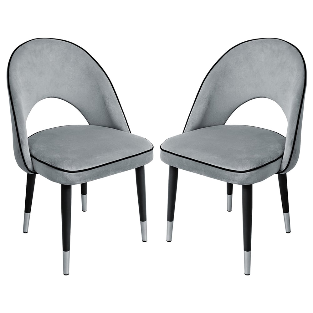 Casey Grey Velvet Dining Chairs In Pair | Bed Sava