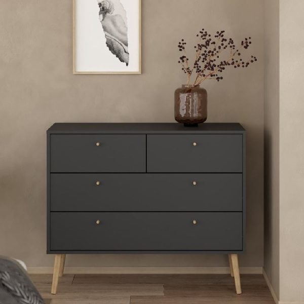 Casey Wooden Chest Of 4 Drawers In Dark Grey | Bed Sava
